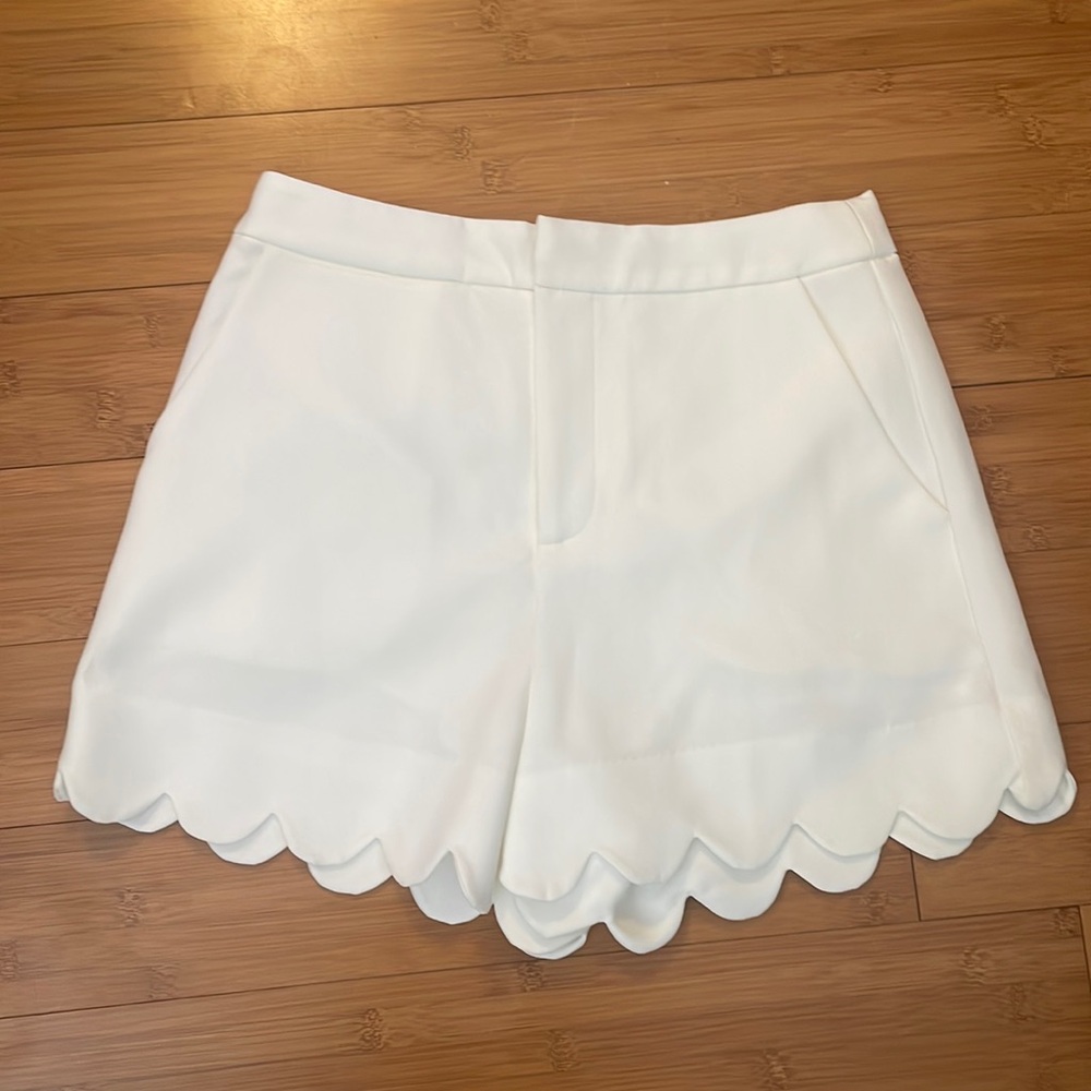 White Scallop Shorts (size small)